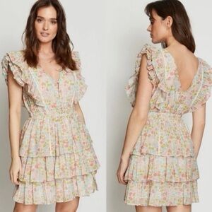 Anthropologie Love the Label Ines Floral Ruffle  Mini Dress